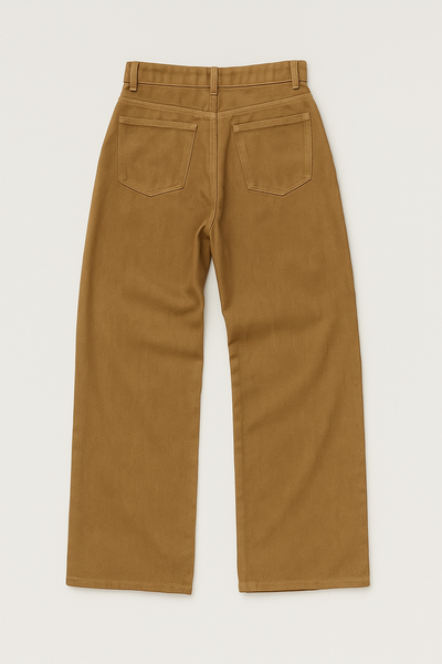 Washed Camel Brown Baggy Denim